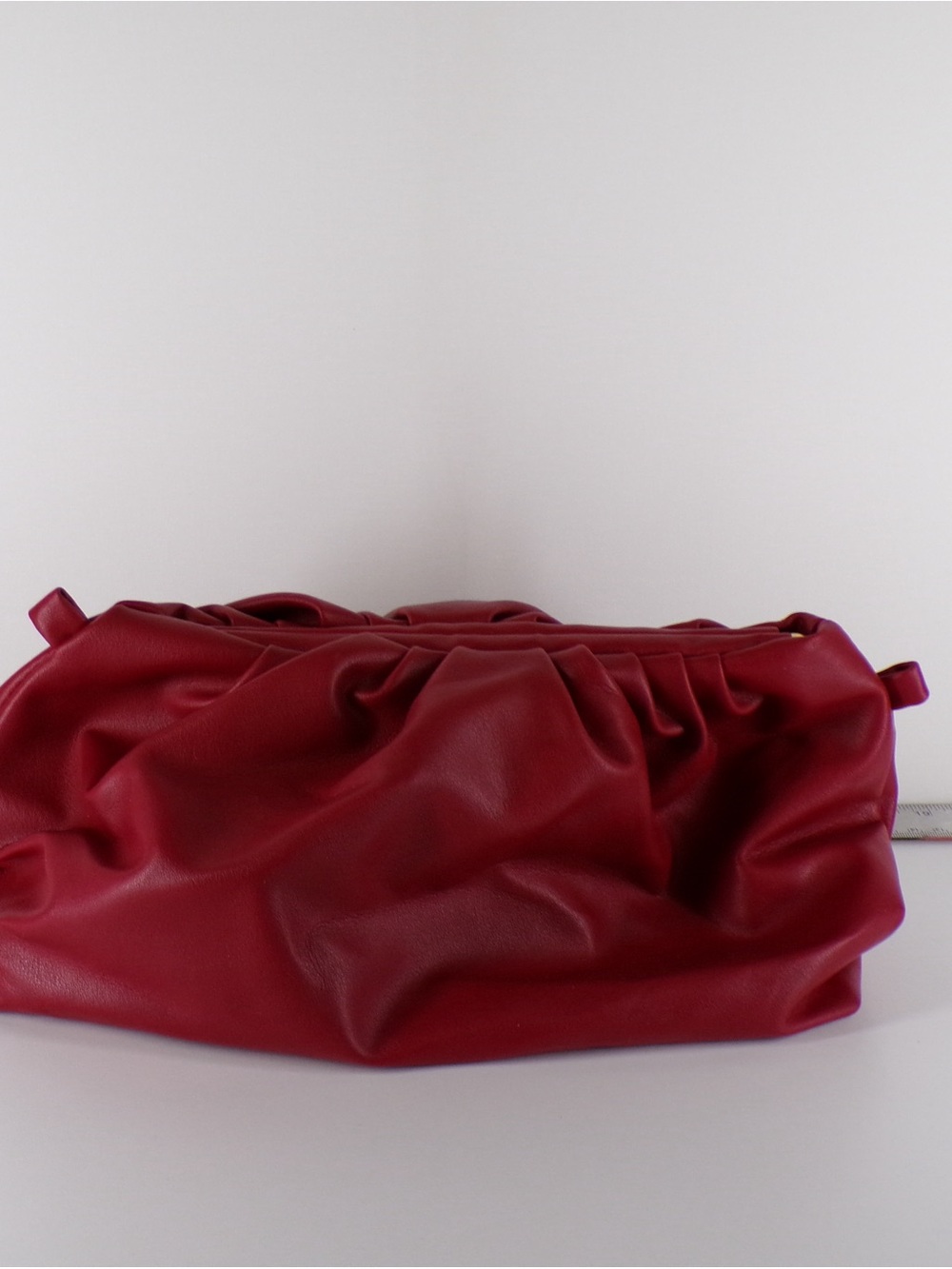 Red Slouchy Leather Clutch Bag - Women's Handbag
